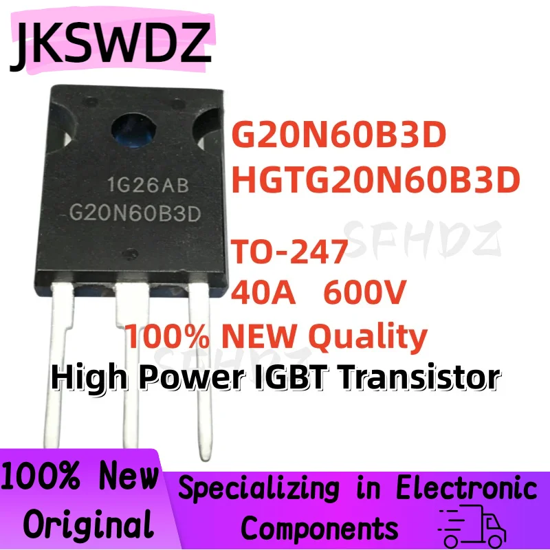 100% NUEVO Transistor IGBT de alta potencia de alta calidad, 5/10/20 piezas, HGTG20N60B3D G20N60B3D TO-247 40A 600V