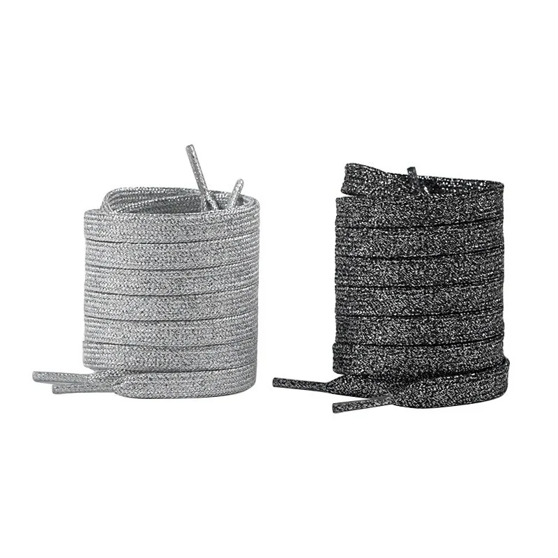 1Pair 120cm Silver Black Shiny Pearl Bow Shoelaces Glitter Decorative Shoe Laces Strings for Sneakers Sports Boots
