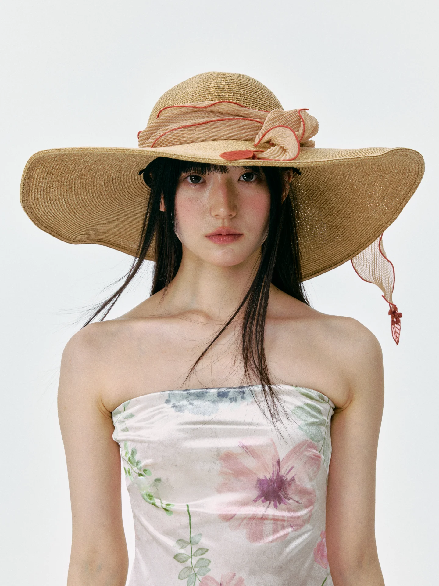 elegant-wide-brim-straw-hat-women's-scarf-decorated-summer-travel-sun-protection-beach-vacation-sun-hat-breathable-woven-fold