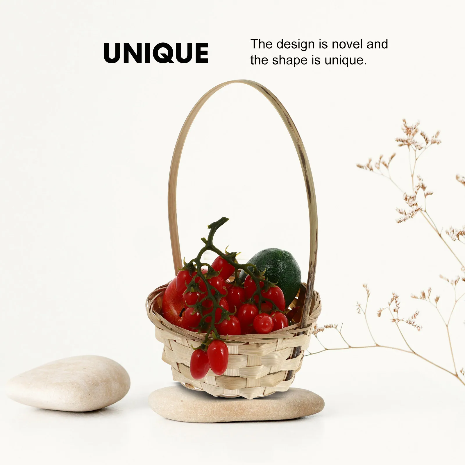 

4Pcs Bamboo Handwoven Picnic Flower Basket Portable Storage Holder Fruit Vegetable Tote Woven Home Decoration Picnic Basket