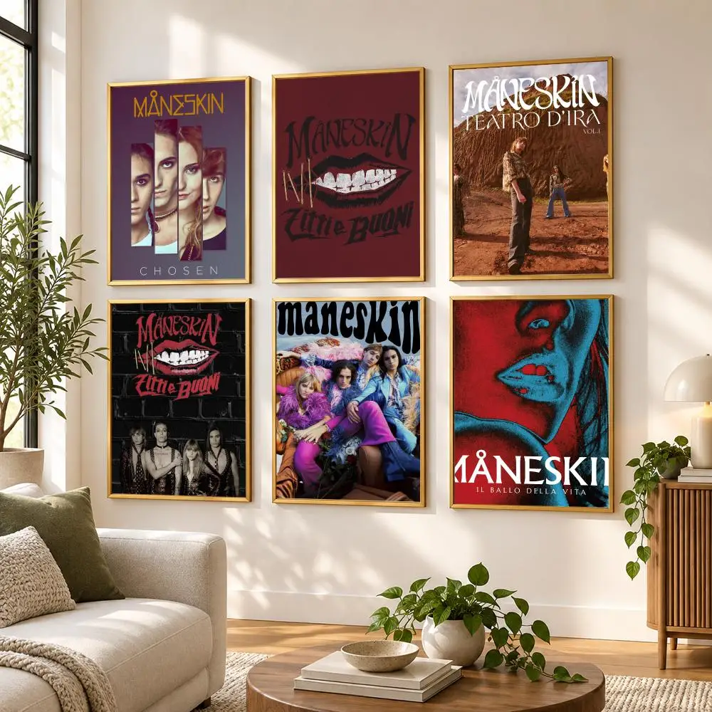 Rock Band Maneskin Music Album Rush! Poster HD art sticky wall waterproof home living room bedroom bar aesthetic decoration