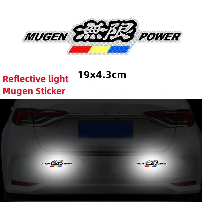 3D Mugen Power Logo Rear Trunk Night Reflective Light Car Emblem Badge Sticker Decals For Honda Accord Civic Crv City Jazz Hrv