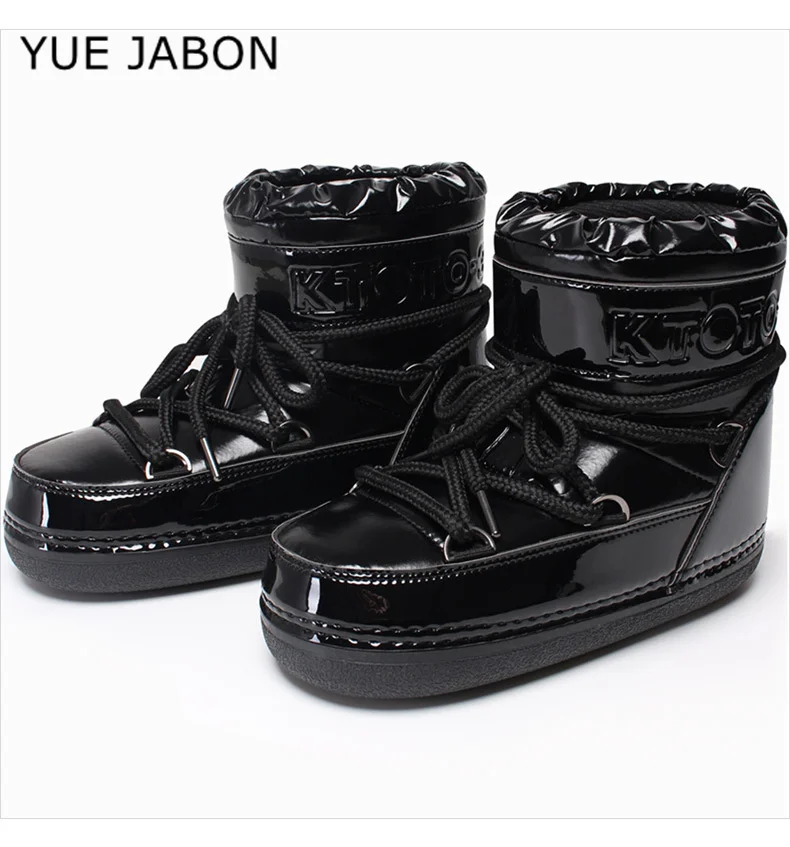 

Черные зимние ботинки, женские ботильоны на шнуровке, женские брендовые дизайнерские классические непромокаемые нескользящие хлопковые ботинки на платформе с зонтиком