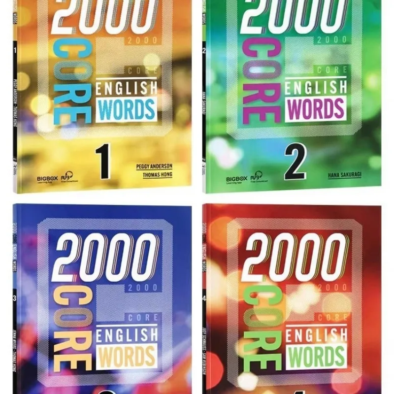 4 Books/Set 2000 Core English Words Primary School Common Vocabulary Dictionary Level 1-4