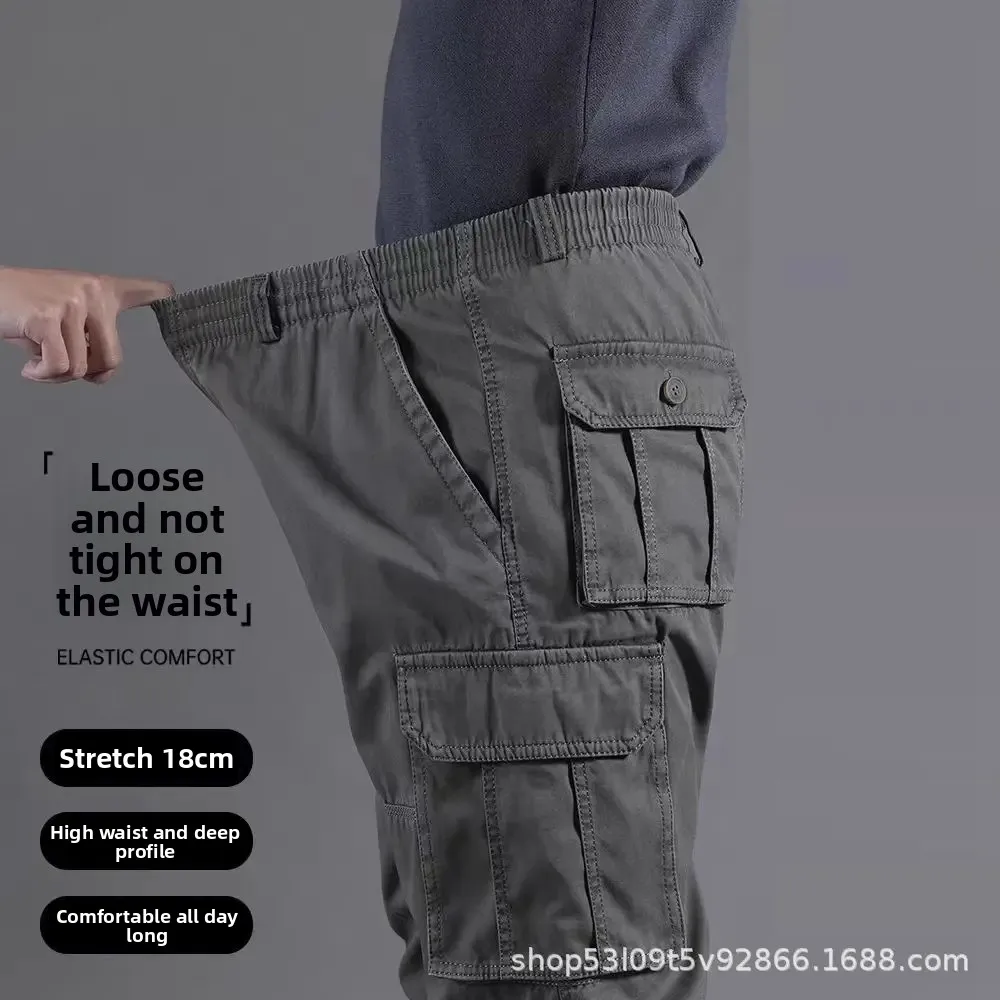 سراويل عمل قطنية كاملة مقاس كبير سراويل طويلة ملابس عمل موقع البناء للرجال بجيوب متعددة سراويل كاجوال مقاومة للاهتراء #1