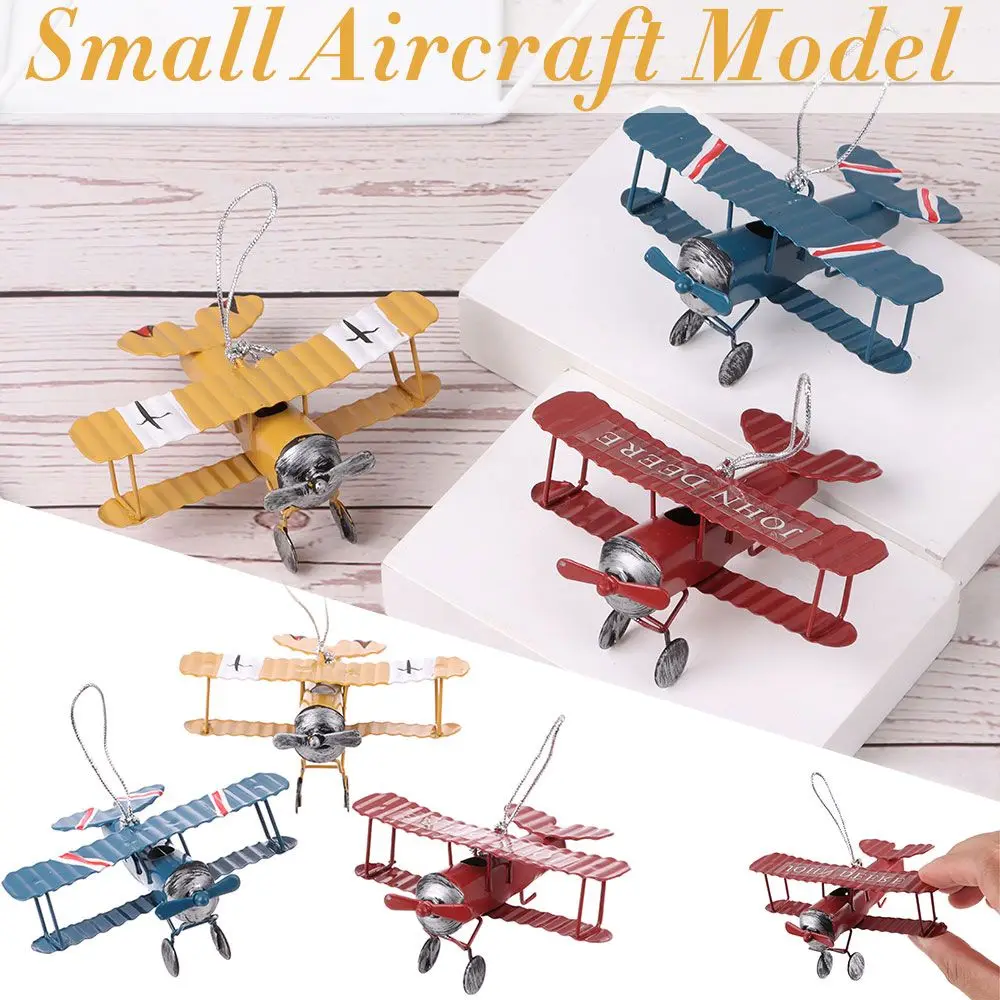 Decoration Crafts Wrought Iron Tin Plane Craft Ornamen Creative Car Interior Small Aircraft Model Ornaments Vintage