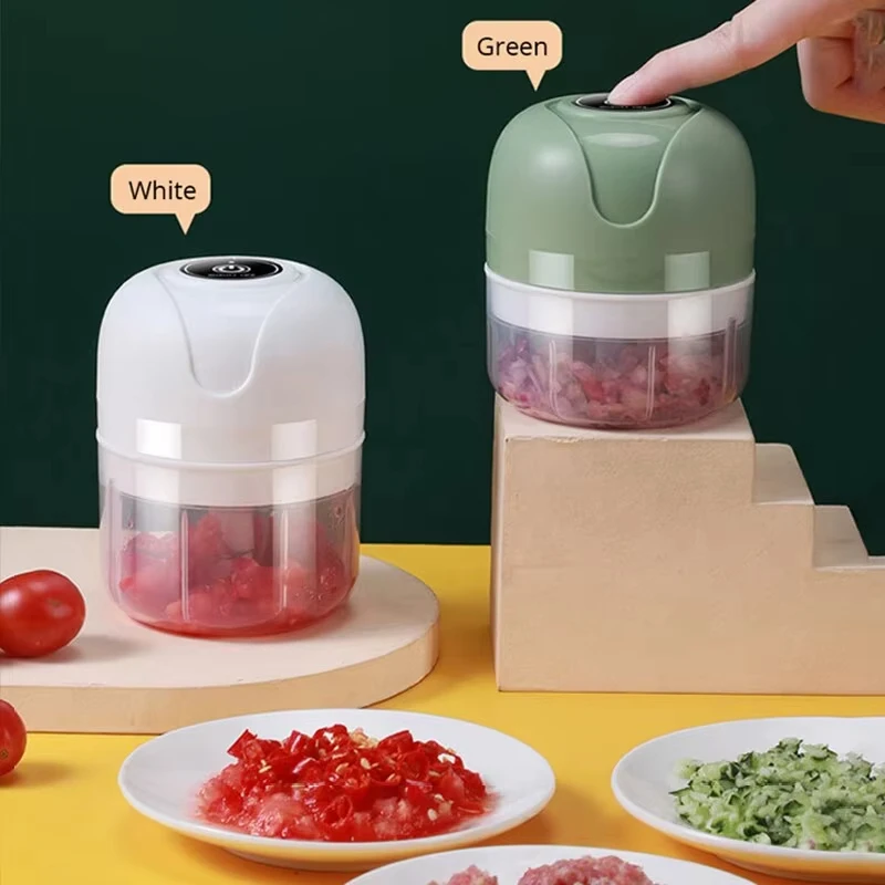 Picadora de ajo eléctrica recargable por USB, picadora de carne portátil, picadora de alimentos de 250ML, picadora de verduras y vainilla, procesador de licuadora
