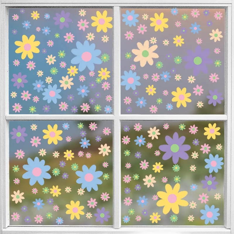 Spring Fresh Floral Static Stickers for Windows Glass Door Entryway Decor Removable No Residue Home Decoration view 4