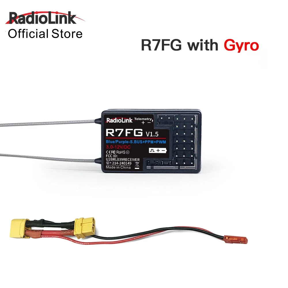 

Radiolink R7FG 7 Channle 2.4G Gyro RC Receiver Car Voltage Transmission Telemetry 600m Long Range RX for Crawler Drifting Car