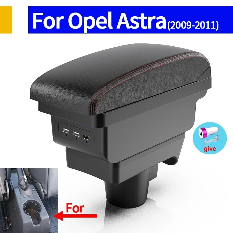 

For Opel Astra H car armrest 2008-2011 interior details modified car accessories multifunctional double-layer storage box USB