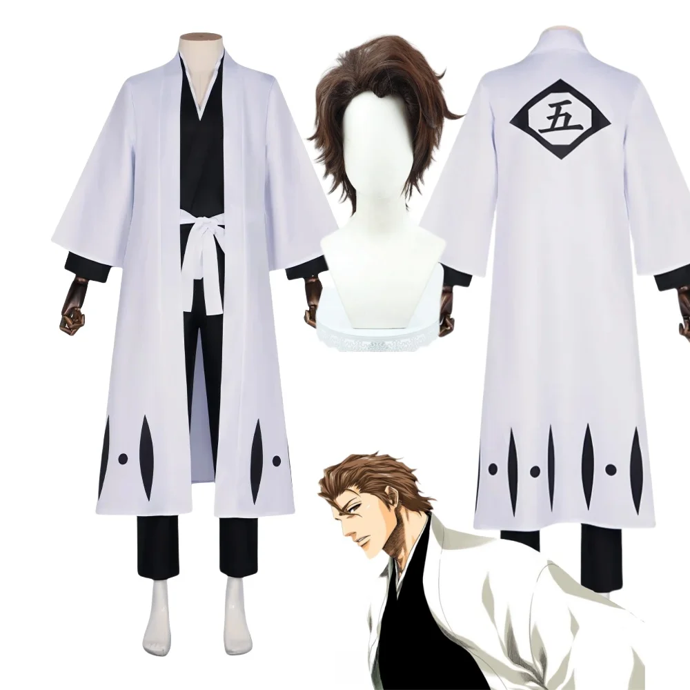 Anime BLEACH Aizen Sousuke Cosplay Kostüme Perücke