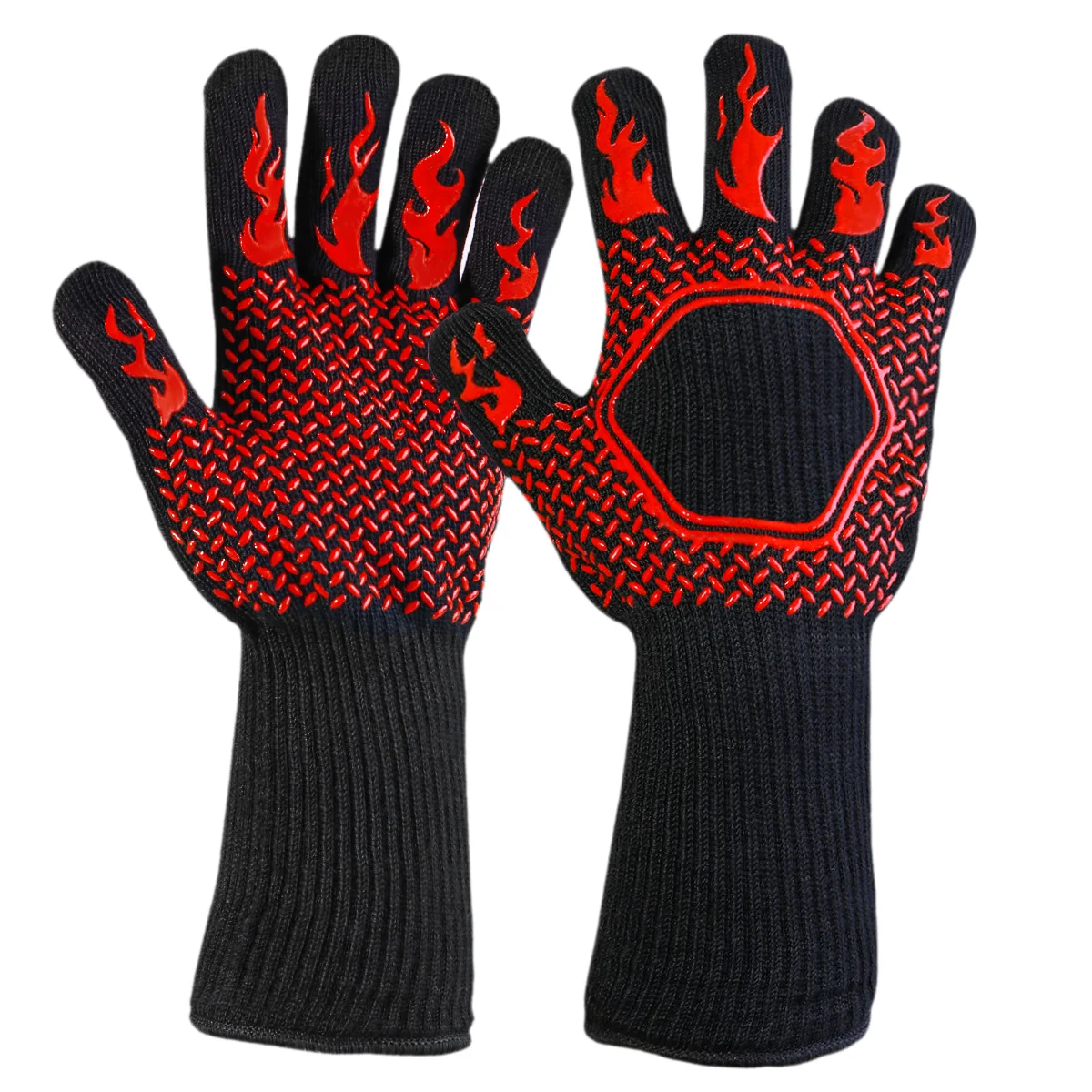 

Anti-scalding Gloves 13.78 Inches Heat-resistant up to 800C for Cooking BBQ Oven Mitts Grilling Kitchen Accessories Non-slip