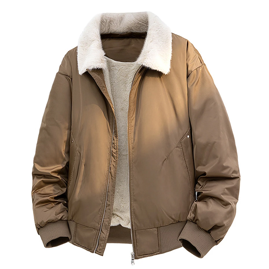 

Winter Down Jacket Men Winter Warm Jackets Down Coat Male Fashion Casual Solid Color Fleece Jackets