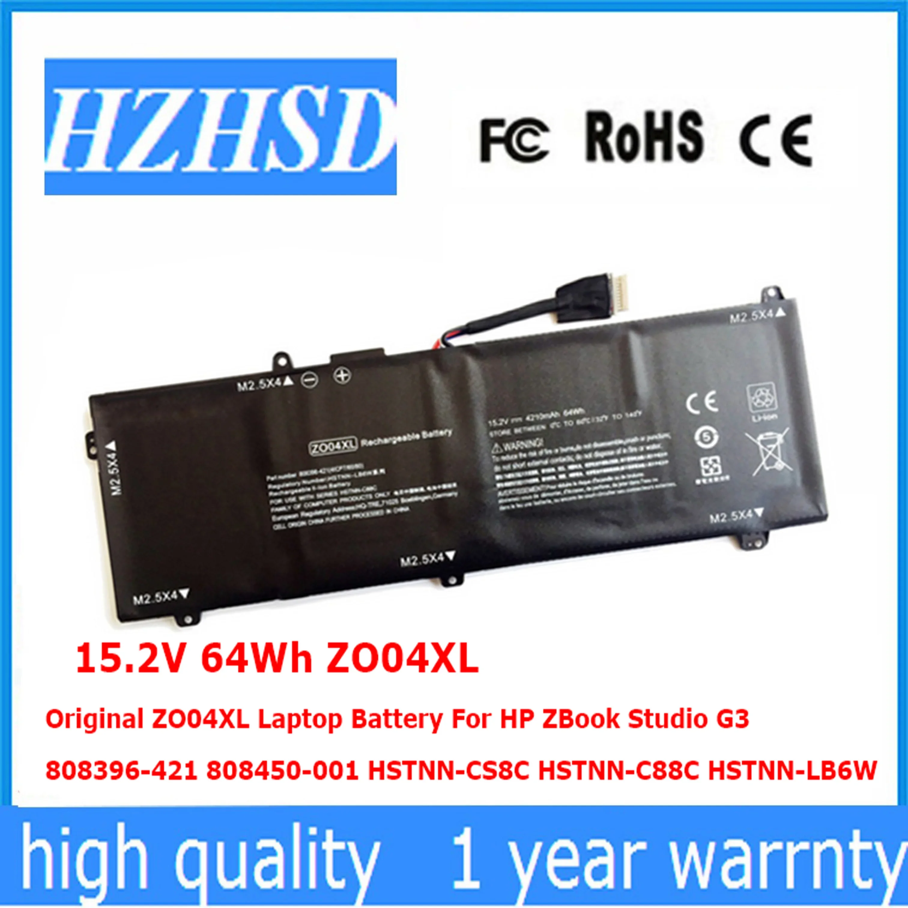 Baterai Laptop 15.2V 64Wh ZO04XL untuk HP ZBook Studio G3 808396-421 808450-001 HSTNN-CS8C HSTNN-LB6W HSTNN-C88C