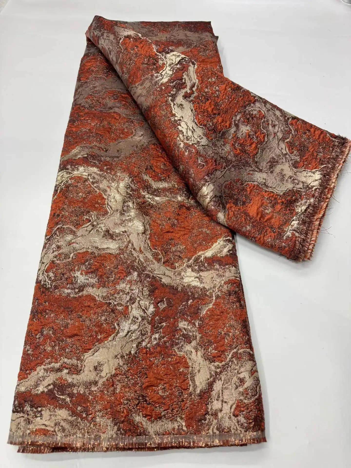 New Nigerian Brocade Lace Fabric 2025 High Quality 5 Yard Gilding African Jacquard Lace Fabric French Party Dress for Women