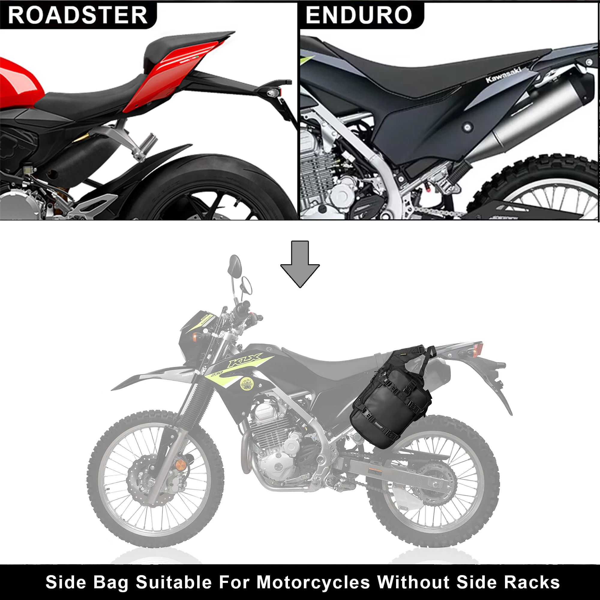 Rhinowalk Motorcycle Side Bag Set Left&Right Bag With Base 12L/16L/20L/30L Removable Rear Seat Bag Universal Base Tool Luggage