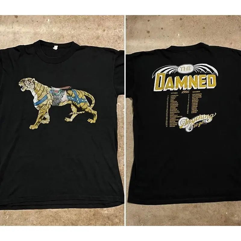

Двусторонняя черная футболка The Damned Tour 1986 года Vtg Nh20612