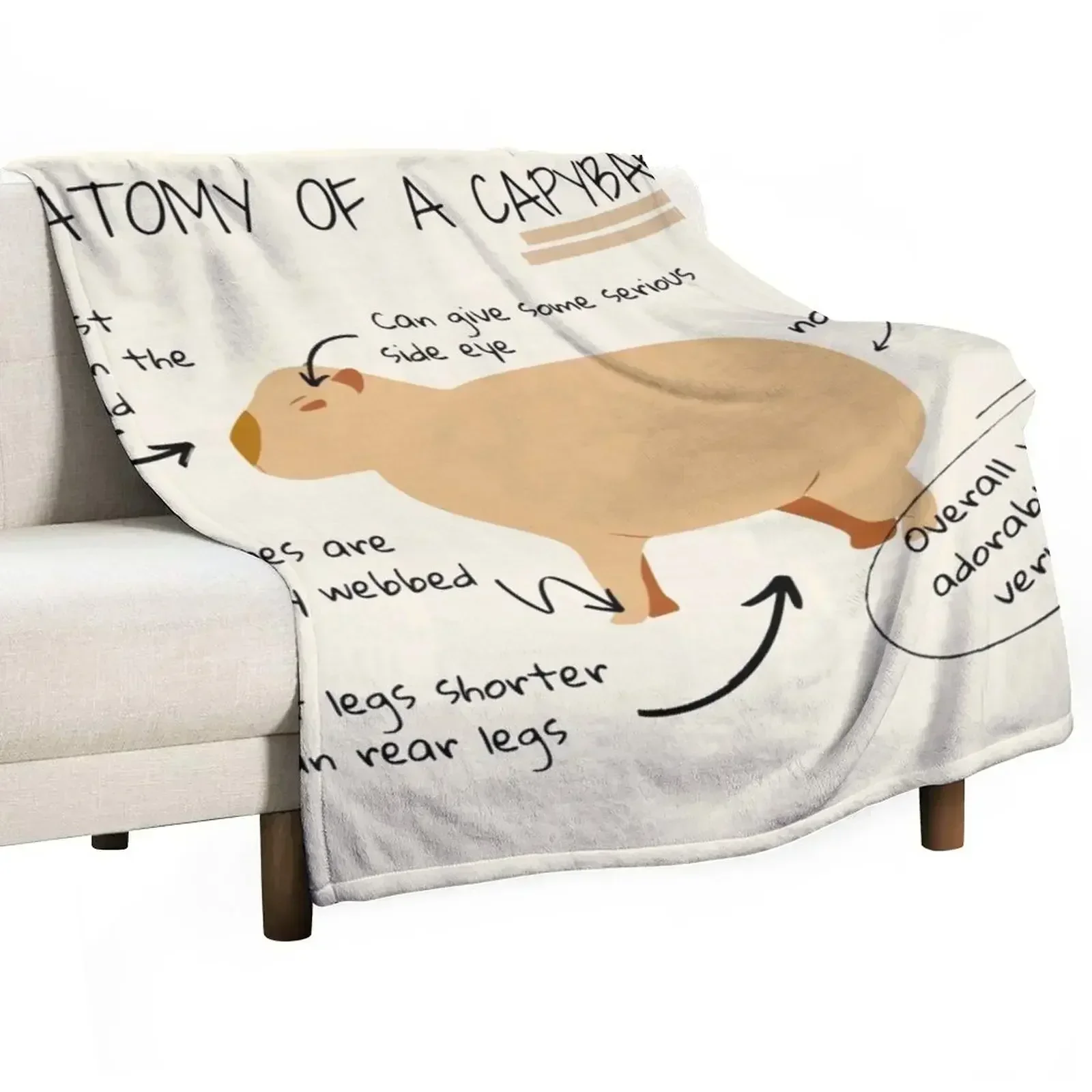 Anatomy of a capybara Throw Blanket Fuzzy Plush Throw Blanket for Sofa Chair