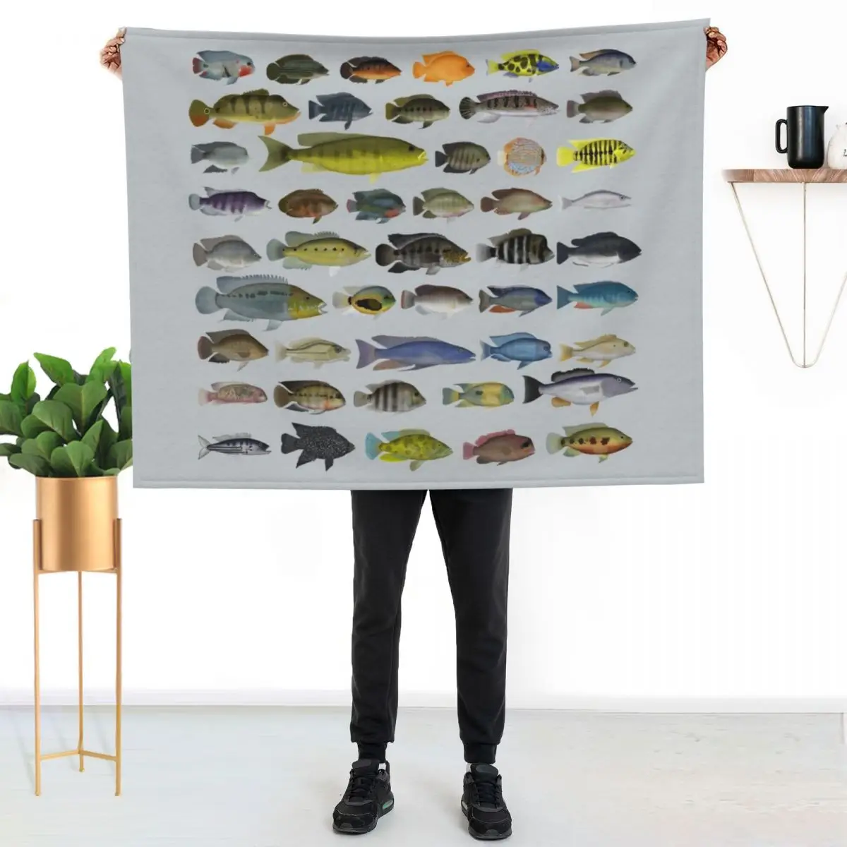 

Cichlid Group Throw Blanket Cozy Sofa Blanket for TV Watching Napping