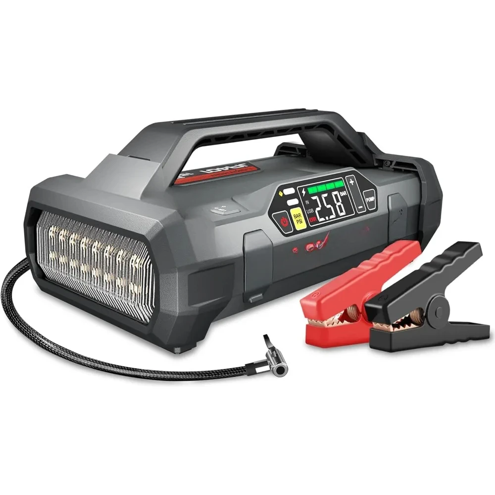 Jump Starter with Air Compressor, Lithium Battery, Two-Way Fast Charging, 60W, JA401, 3750A, 12V