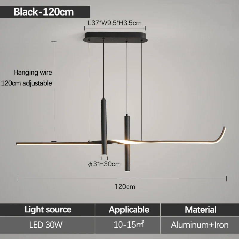 Lampu gantung Led Strip panjang, lampu gantung Modern sederhana dengan lampu sorot Led untuk ruang makan