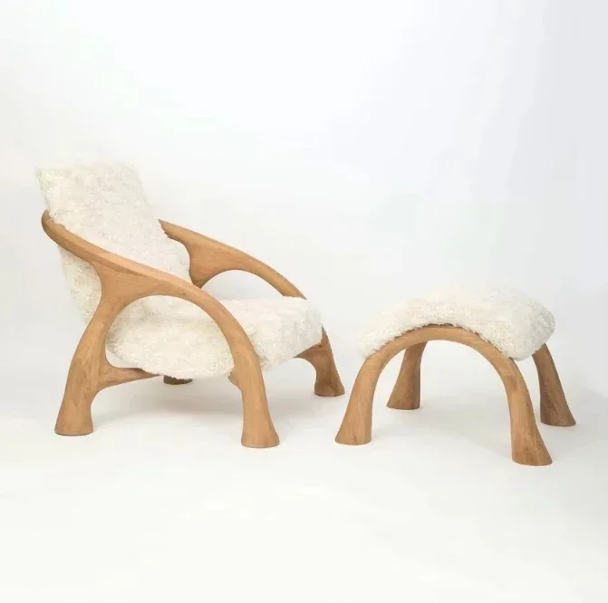 

-for Fangyuzheng Modern Simple Solid Wood Leisure Chair With Ottoman For Home Bedroom Lobby Living Room Hotel Or Villa