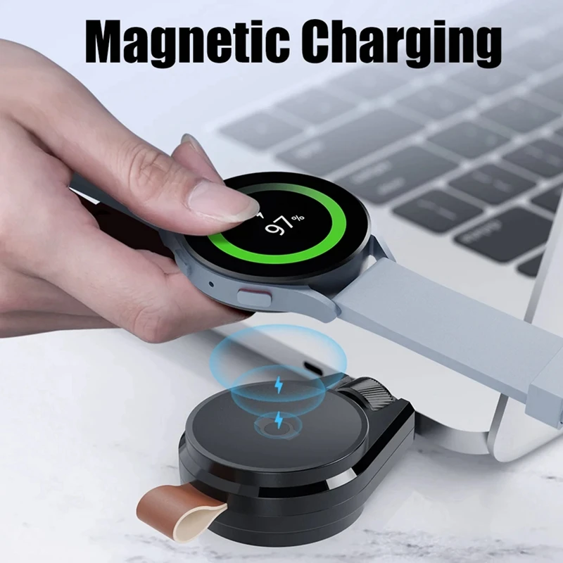 Base de carga magnética inalámbrica, Cable cargador de Reloj portátil USB C, accesorios de reloj inteligente inalámbrico para reloj Samsung