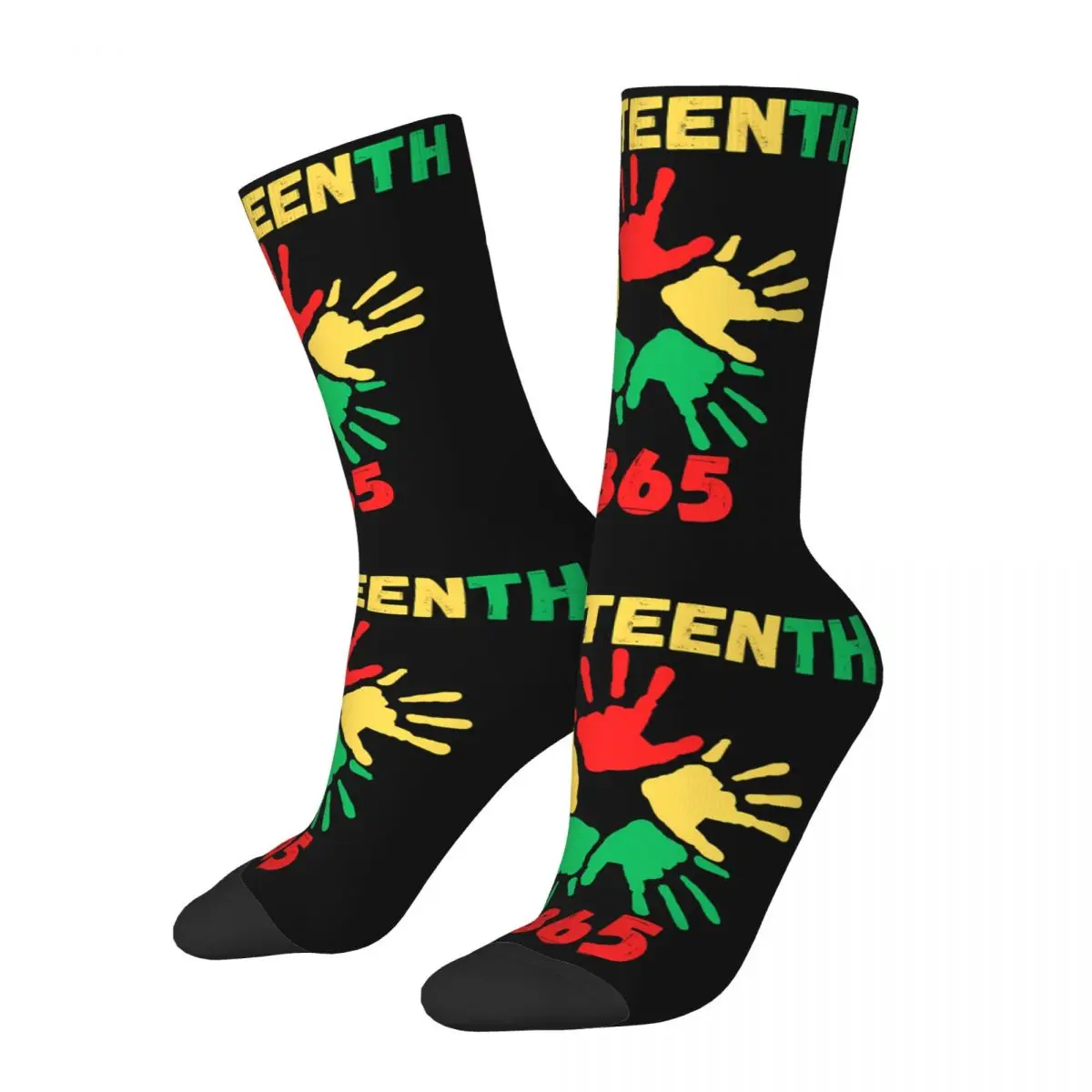 Funny Happy Sock for Men Juneteenth Freedom Celebration Hip Hop Pattern Printed Crew Sock