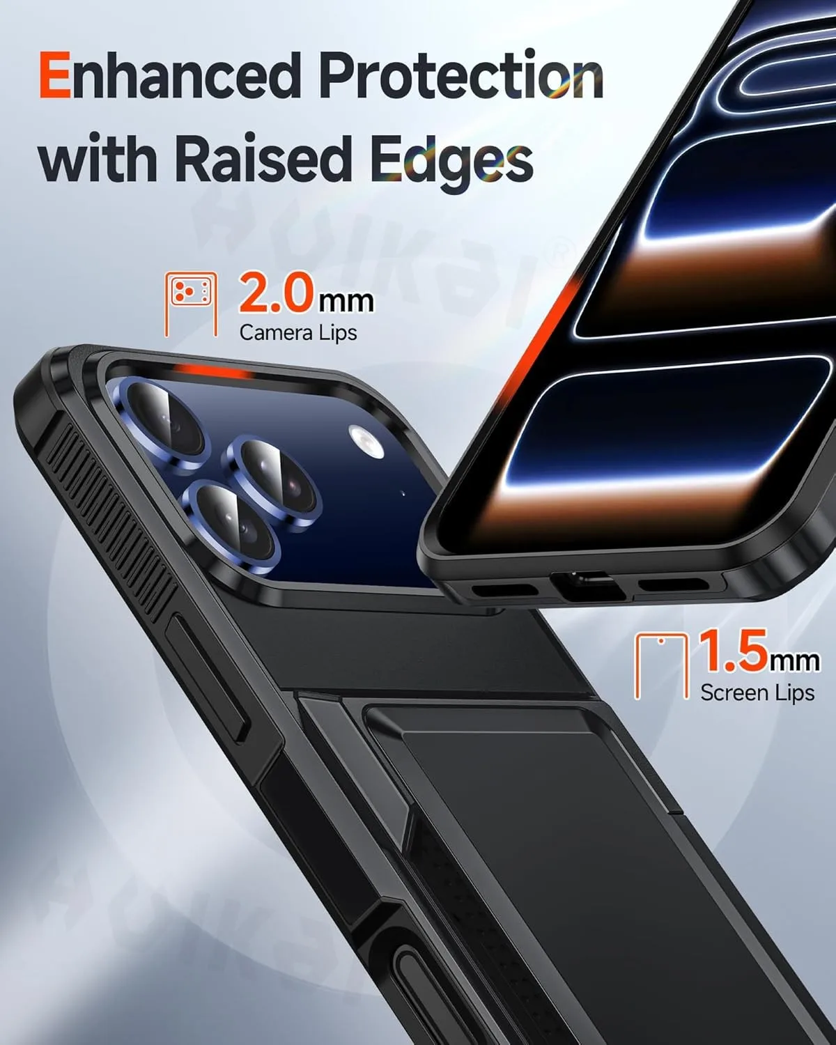 حافظة لهاتف آيفون 17 برو ماكس 16 برو ماكس 15 14 13 12 حامل بطاقة الهوية الائتمانية حماية شديدة التحمل غطاء مقاوم للصدمات