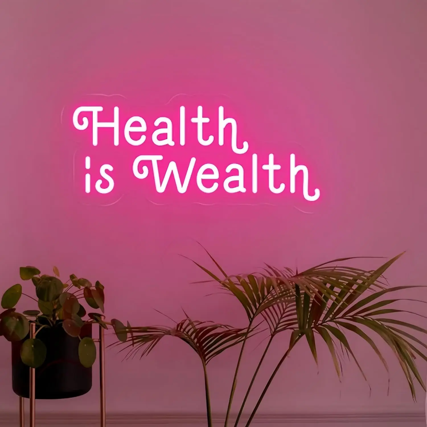 

Health is Wealth Neon Sign USB Powered LED Light for Fitness Club Kids Room Gaming Room Bedroom Decoration Art Wall Light