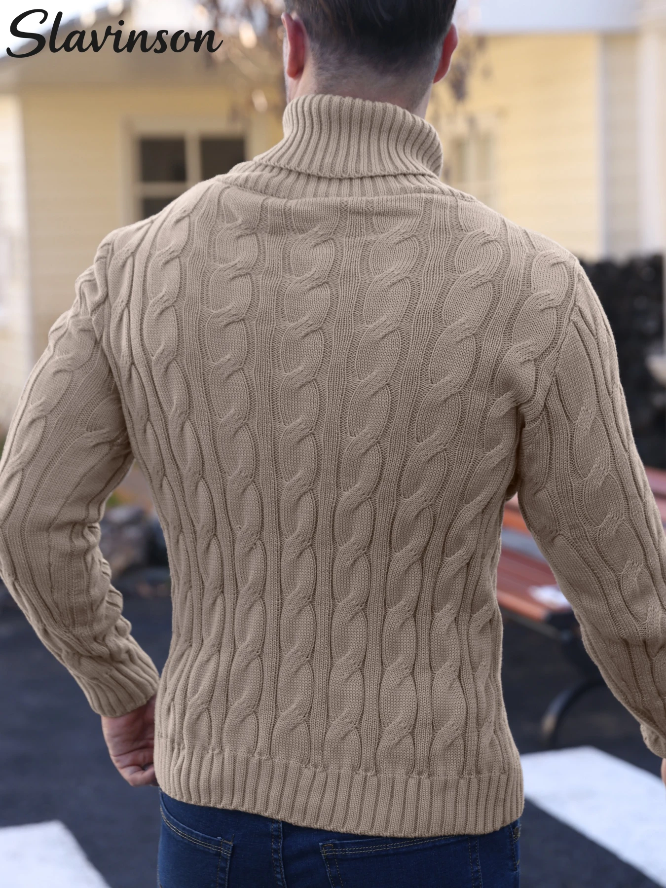 Ropa de otoño para hombre: camisa de punto texturizada con botones y solapa, cálida y cómoda para ir al trabajo