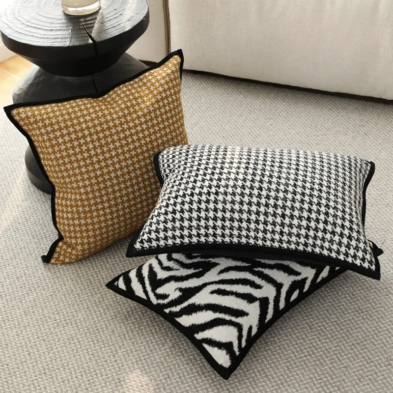 Texture Pillows White Black Yellow Cushion Case Classical Geometric Decorative Pillow Cover For Sofa Chair Home Decorations