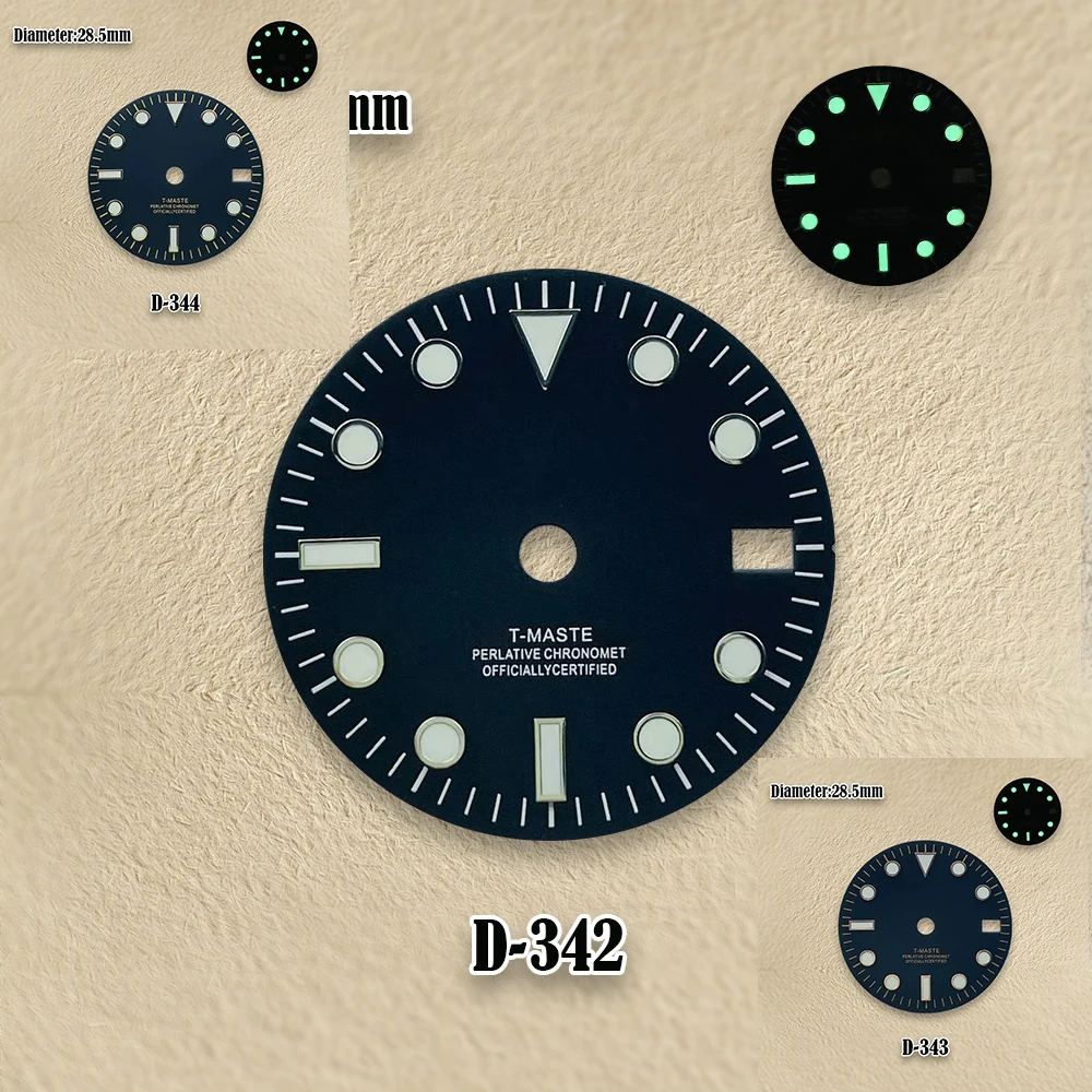 28.5mm NH34 Dial S Dial Sunray Dial SUB Mod DIal Suitable For NH34 Movement Fit Green Luminous Watch Accessories