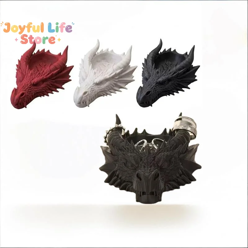Hot 3D Print Dragon Head Storage Tray Multi Functional Funny Jewelry Display Holder Gothic Dragon Head Ornaments Living Room