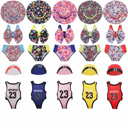 43Cm Baby Doll Clothes Swimsuit + Hat Sportswear for 18inch American Doll& 43Cm Baby Doll Accessories,Our Generation Gifts