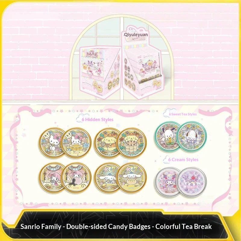 

Официальные лицензионные двусторонние значки-конфетки KAYOU Sanrio Characters, коллекционные значки-шармы из серии Tea Break Hidden Edition, 6 стилей