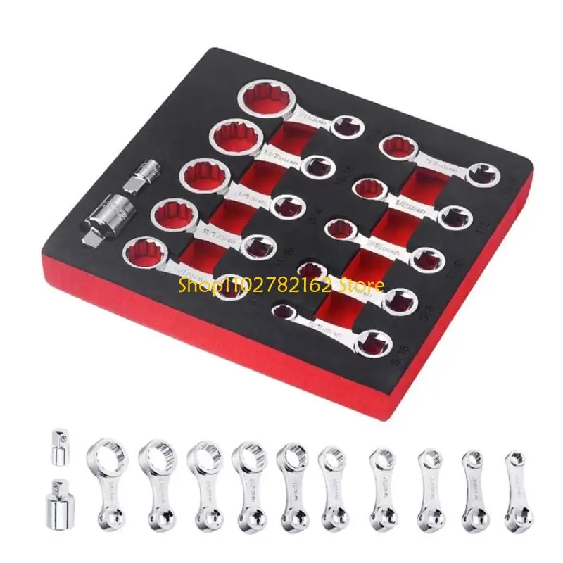 

547B 12-Piece Box End Torque Adapter Extension Set, Nonslip Biting Grip, 3/8 Torque Adapter Torque Wrench Extension Adapter