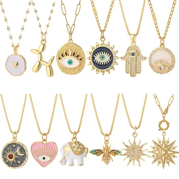 Vintage naszyjnik w kształcie serca złe oczy naszyjnik dla kobiet nieregularny unikalny wisiorek damski złota damska biżuteria imprezowa na szyi