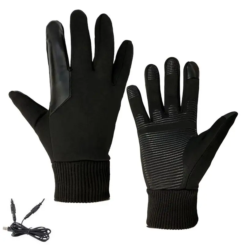 Guante calefactable con pantalla táctil para hombre y mujer, antideslizante, recargable por USB, para motocicleta, a prueba de viento, para esquí, guantes calefactables eléctricos