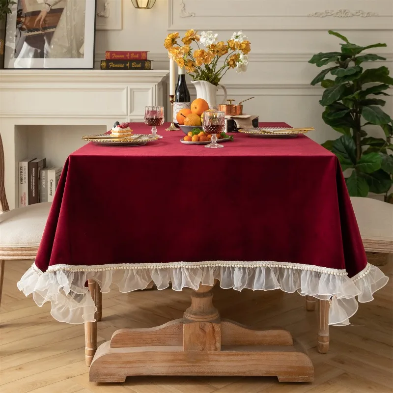 EIFLOY-Velvet Tablecloths for Dining Table, Luxury, Rectangular, Party, Square Coffee Table Cover, Home Decor, Soft, Solid Color