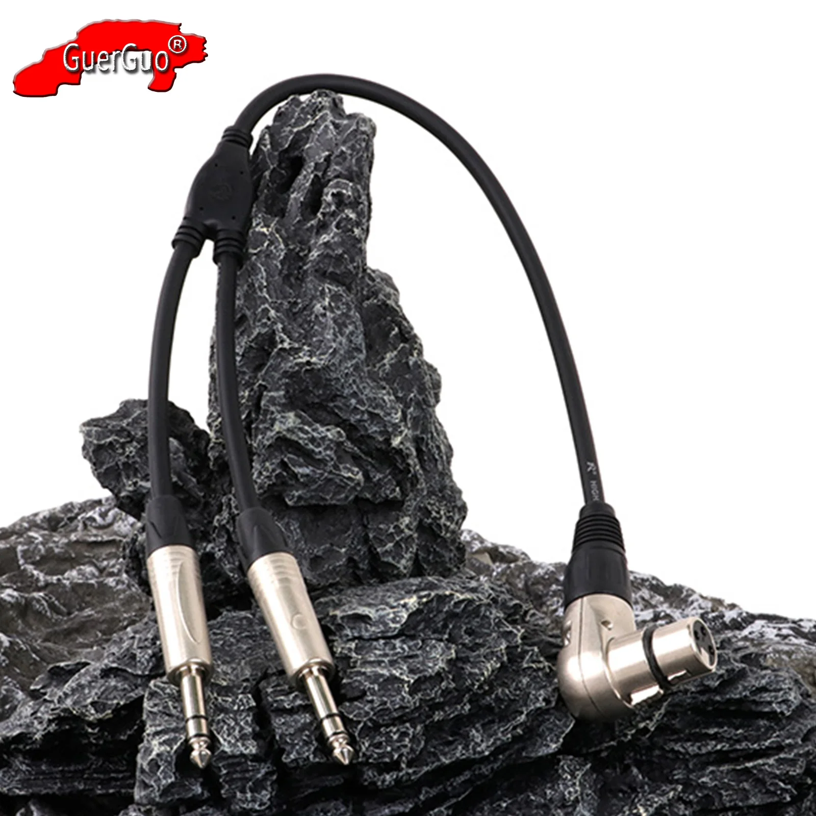 

Y-Splitter Shielded Cord,Right Angle 3Pin XLR Male/Female to Dual Straight 6.35mm TRS Stereo Jack Audio Extension Cable Adapter