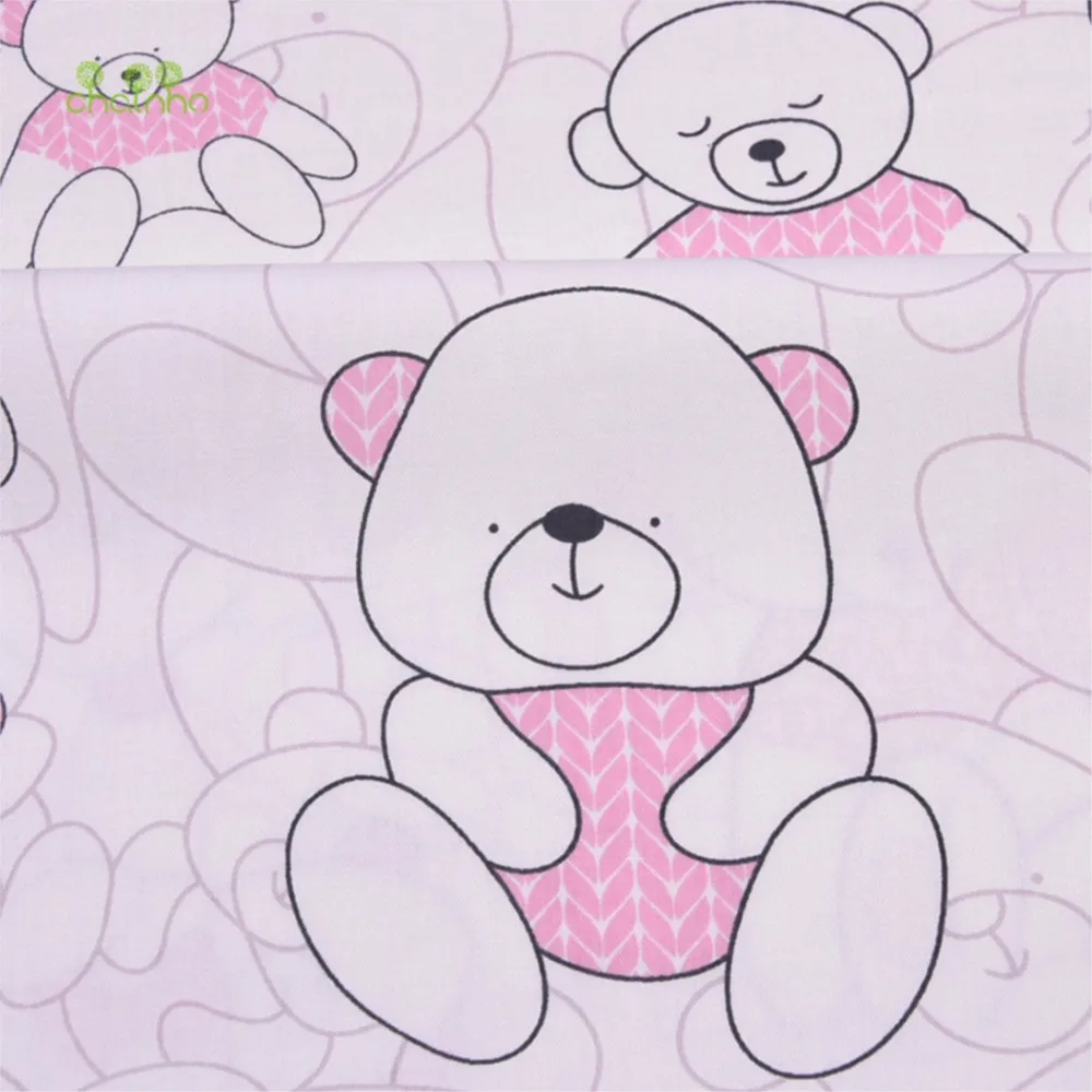 Chainho,Printed Twill Weave Cotton Fabric,Patchwork Cloth,DIY Sewing Quilting Material,Cute Bear Series,3 Specification,QC041