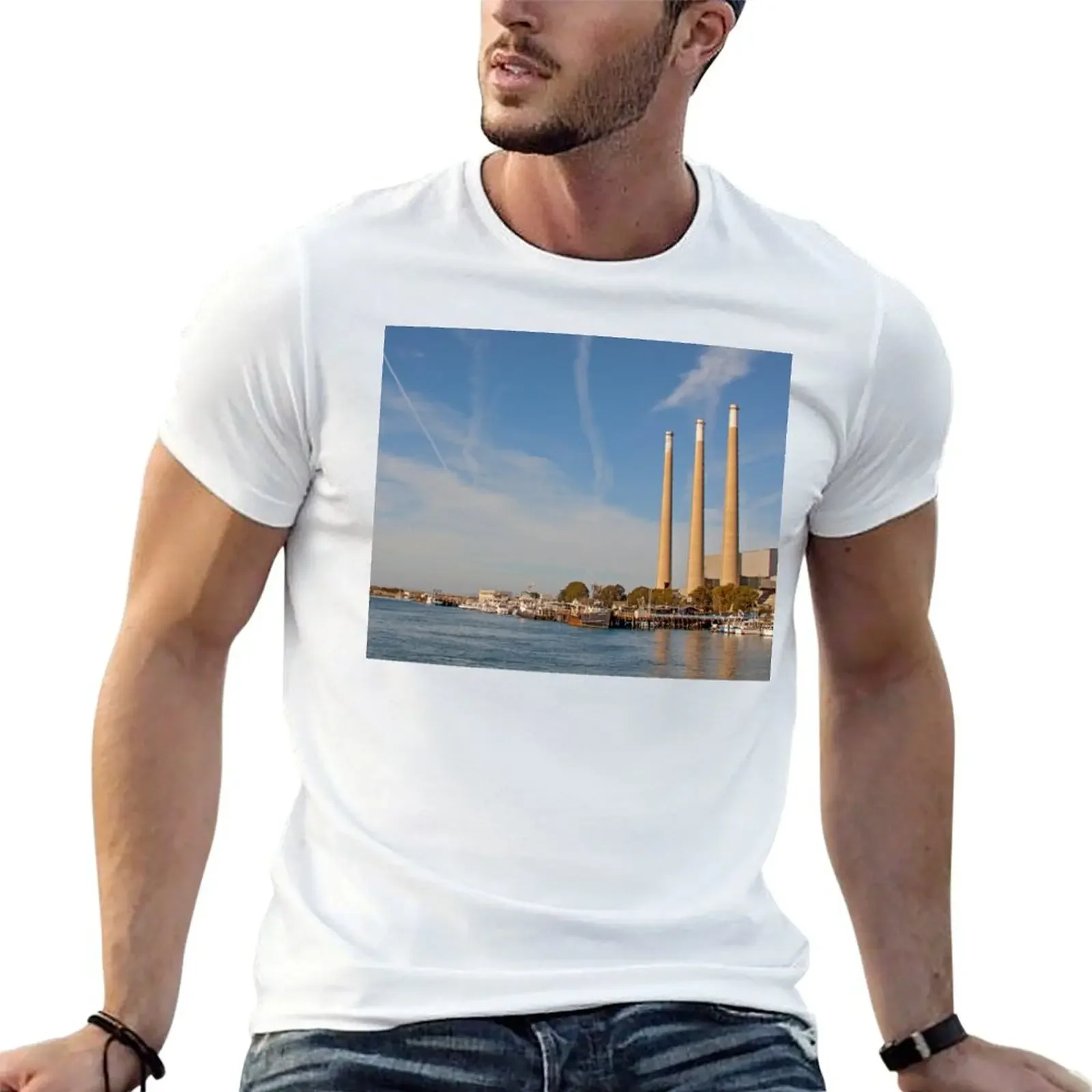 Morro Bay & the Old Power Plant Smoke Stacks T-Shirt summer top blacks Funny t-shirt t shirts men