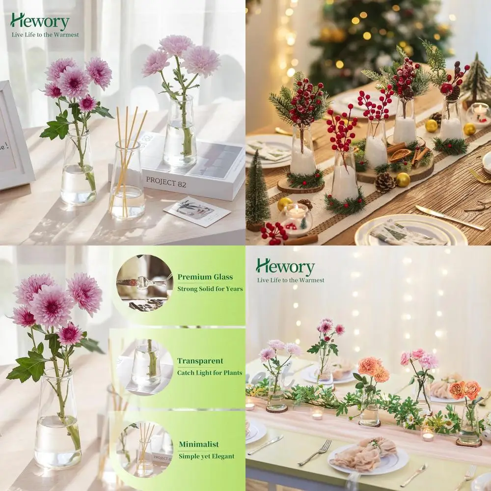 

Clear Small Modern Flower Vase Set of 24, Minimalist Cute Mini Decorative Vases for Wedding, Birthday, Party, Dining Room Table