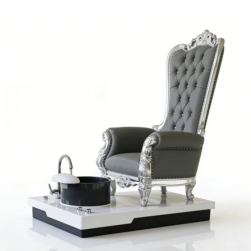 European Style Tufted Foot Care Spa Chair Luxurious High Back Throne Pedicure Station Bench Pipeless Pedicure Chair