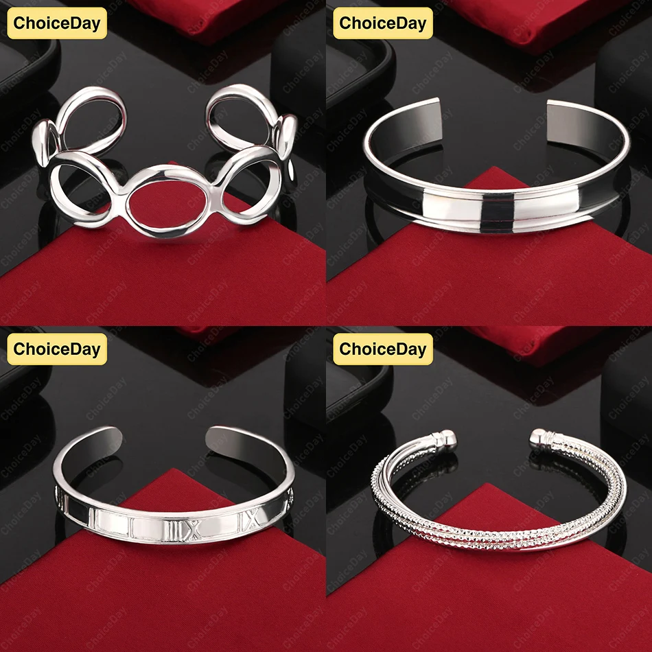 

ChoiceDay 925 Sterling Silver Simple Flower Heart Bracelet Women's Gift Accessory Engagement Jewelry