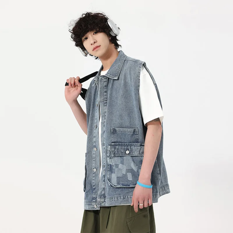 

Couple frock cowboy vest men's new spring fashion brand new handsome vest lapel coat jacket