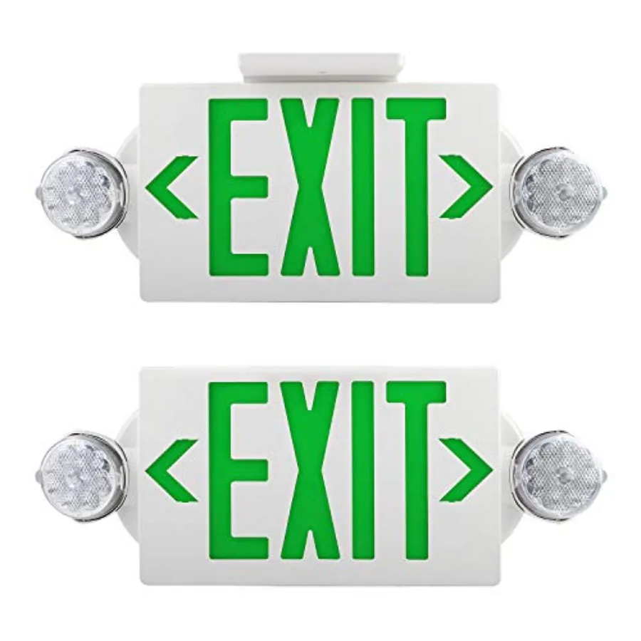 

Emergency Exit Light Adjustable Two LED Head Exit Sign Light Commercial Emergency Exit Lighting Combo with Back-up Battery for
