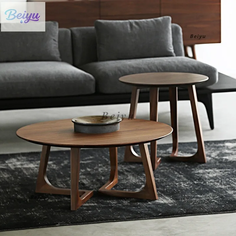 طاولة مستديرة صغيرة بجانب الأريكة الإبداعية، مجموعة طاولة قهوة مستديرة من الخشب الصلب، طاولة قهوة لغرفة المعيشة للأطفال والأم