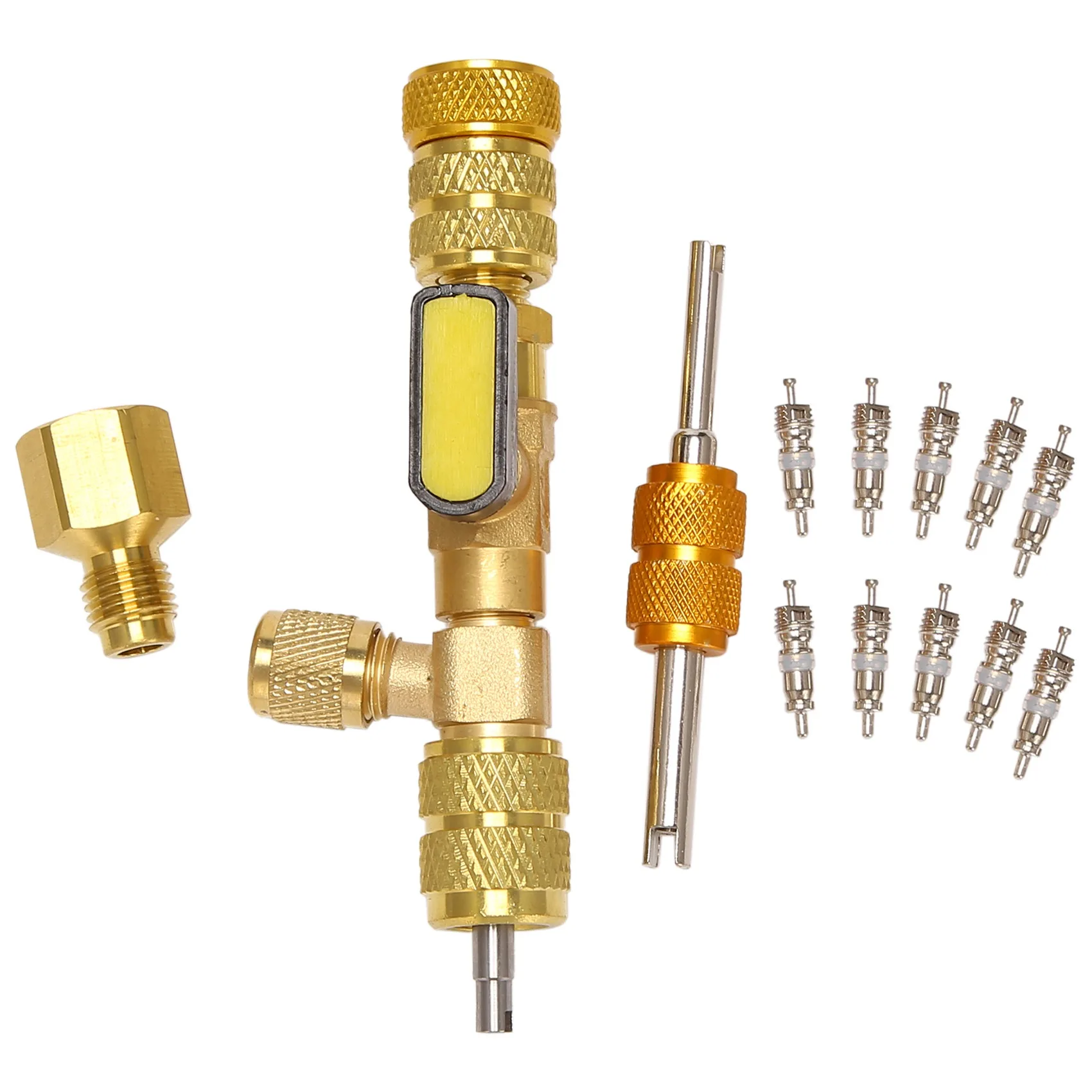 

-ABLP R410A R22 Инструмент для снятия сердечника клапана с двойным портом SAE 1/4 и 5/16 для системы HVAC R404A R407C R134A R12 R32